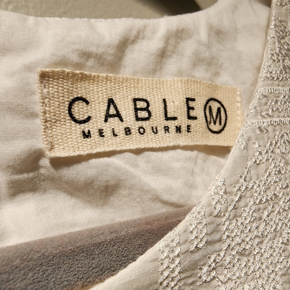 Cable Melbourne White Embroidered Mid Length White Summer Dress, Medium - Picture 8 of 16